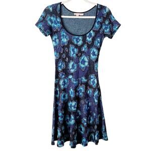 Cecilia Prado Anthropologie | Fit and Flare Knee Length Sweater Dress Blue Small